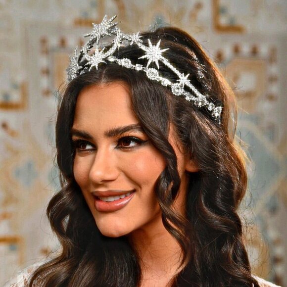 Silver Bridal Headband Alloy Rhinestone Wedding Tiara Crown Accessories main image 6